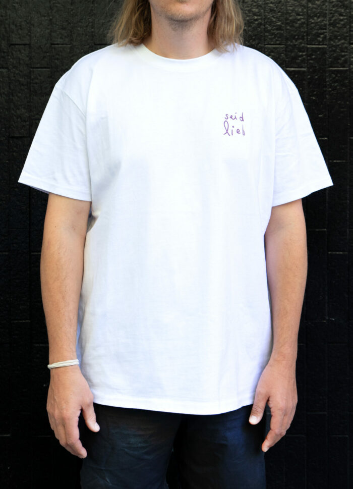 Oversized Shirt "Seid lieb" - Weiß – Bild 6