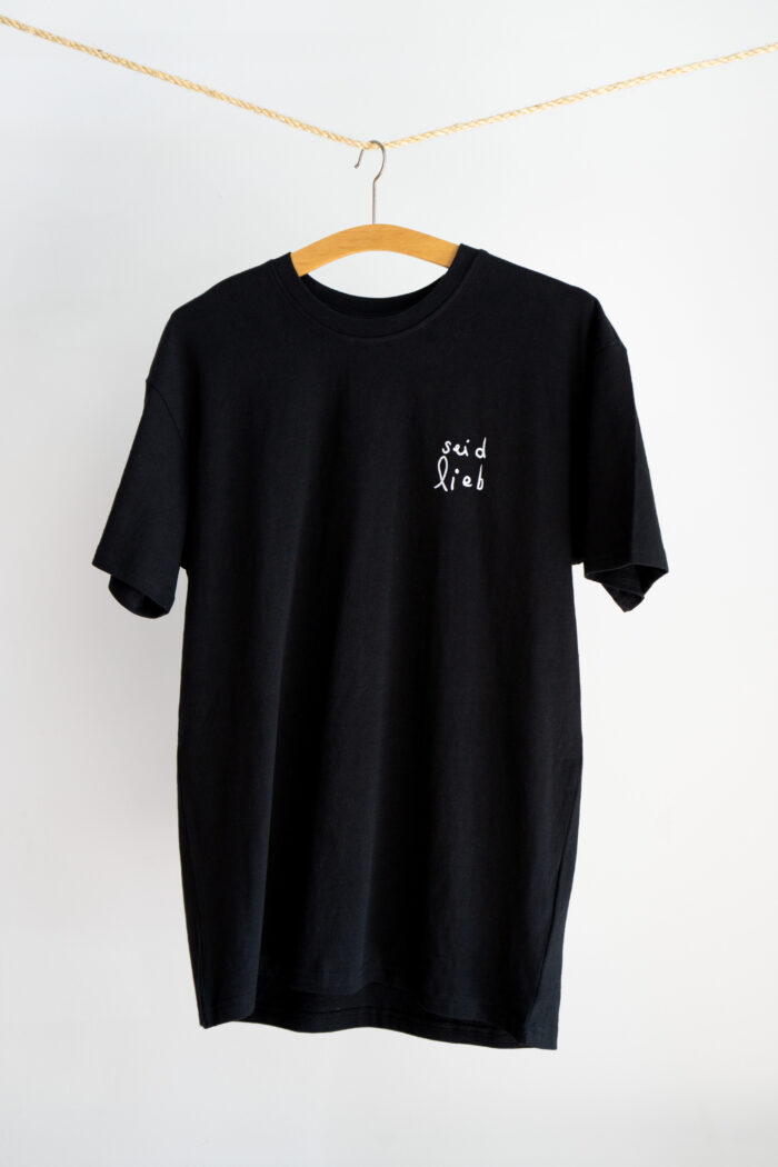Oversized Shirt "Seid lieb" - Schwarz – Bild 3